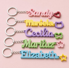 Custom Personalized Name Keychain 3D Printed Keyring with Charm Gift