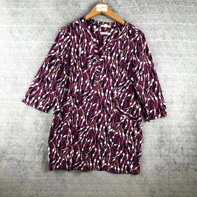 White Stuff Robe Tunique Femme 38 Violet Noir Coton Imprimé Abstrait Boho Poches - Photo 1/4