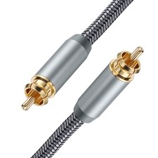 RCA to RCA Subwoofer Cable, Digital Audio Coaxial, 3ft Gray for