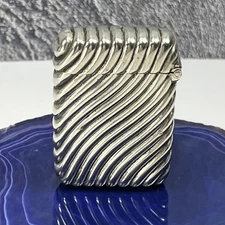 Antique Sterling Silver Vesta Case Small Match Safe Victorian Swirl unmarked