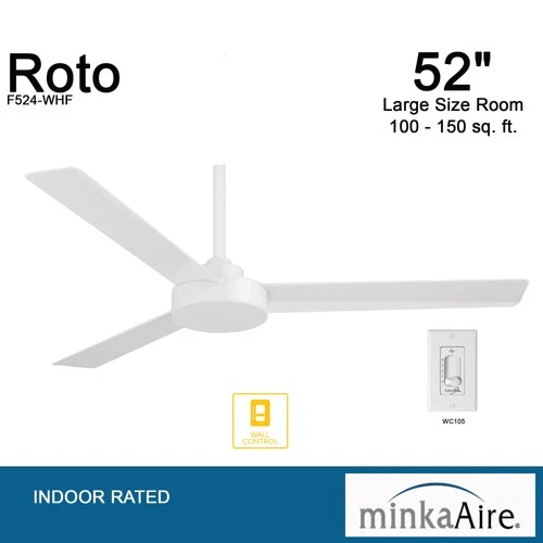 Minka Aire Roto 52" Ceiling Fan - Flat White 3-Blade - Picture 5 of 6