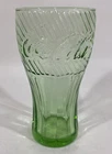 Coca Cola VTG Uranium-like Glass Green Tint Raised Letters Embossed Ribbed
