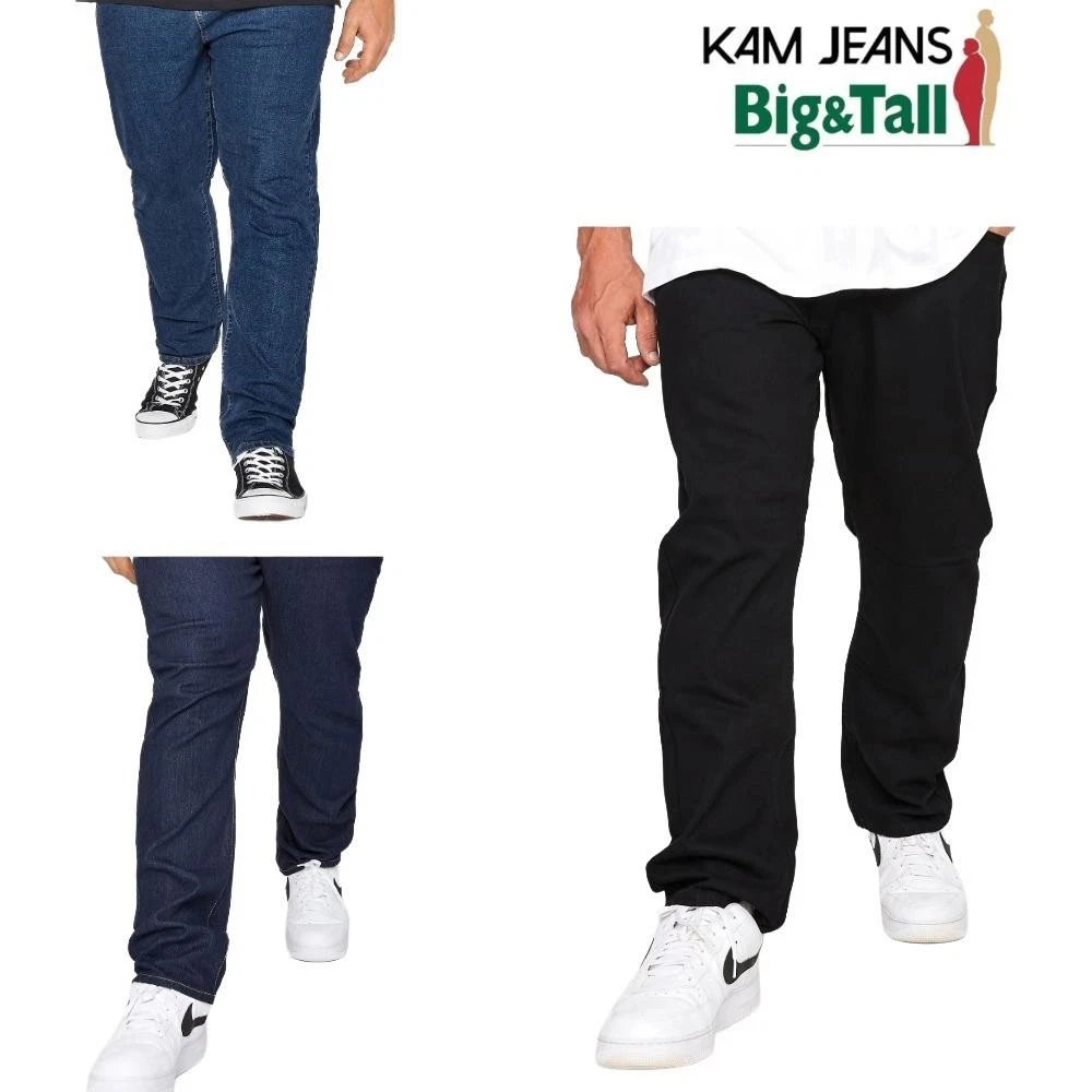 KAM Mens Denim Jeans, Regular Fit Plus Cotton Work Trouser for Men UK, W40 - W60