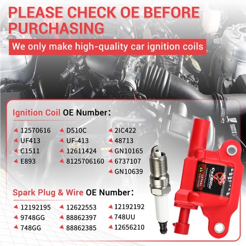 8X Ignition Coil & 8X Iridium Spark Plug & 8XWire set For Chevrolet GMC V8 UF413 - Picture 12 of 24