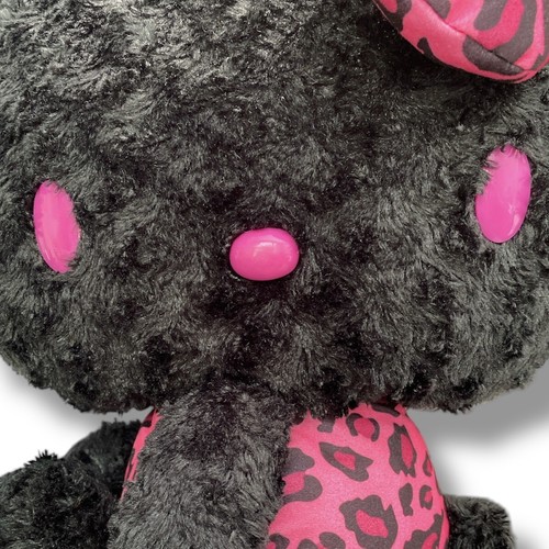 Hello Kitty Black Fur Pink Leopard Print Plush Toy Extra Large 40cm Sanrio EUC - Picture 7 of 22