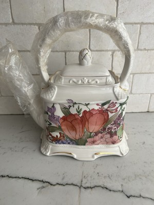 VTG Crown Dorset Staffordshire England Bone China Teapot Pink Roses Tulips