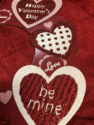 Happy Valentine's Day Hanging Wall Sign -12X12” Glittery Welcome