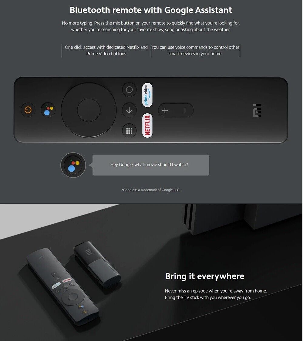 Xiaomi Mi TV Stick with Voice Remote - 1080P HD Streaming Media