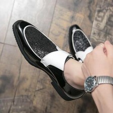 Men's Casual Pointed Toe Oxfords Loafers Sequin Dress Shoes