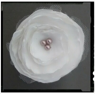 Broche Vintage Beverly Gayle - Fleur En Tissu Violet, 7 Cm, Neuf Sans Emballage