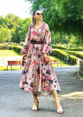 h&m chiffon floral dress