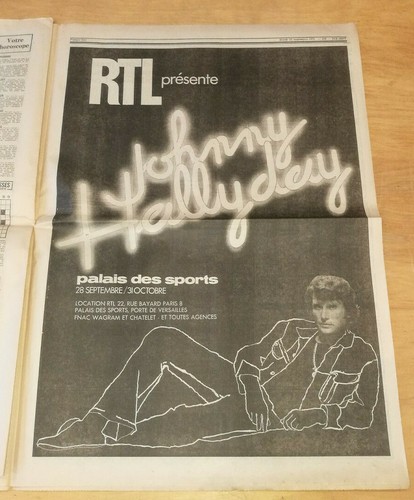 JOURNAL FRANCE SOIR 21 SEPT 1976 GRANDE PUB PALAIS DES SPORTS JOHNNY HALLYDAY - Picture 2 of 2