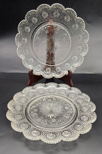 2 Vintage Brockway Glas American Concord Klar Pressglas Speiseteller 10