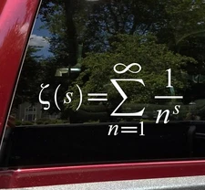 Riemann Zeta Function Vinyl Decal | Equation Formula | Die Cut Sticker Millenial