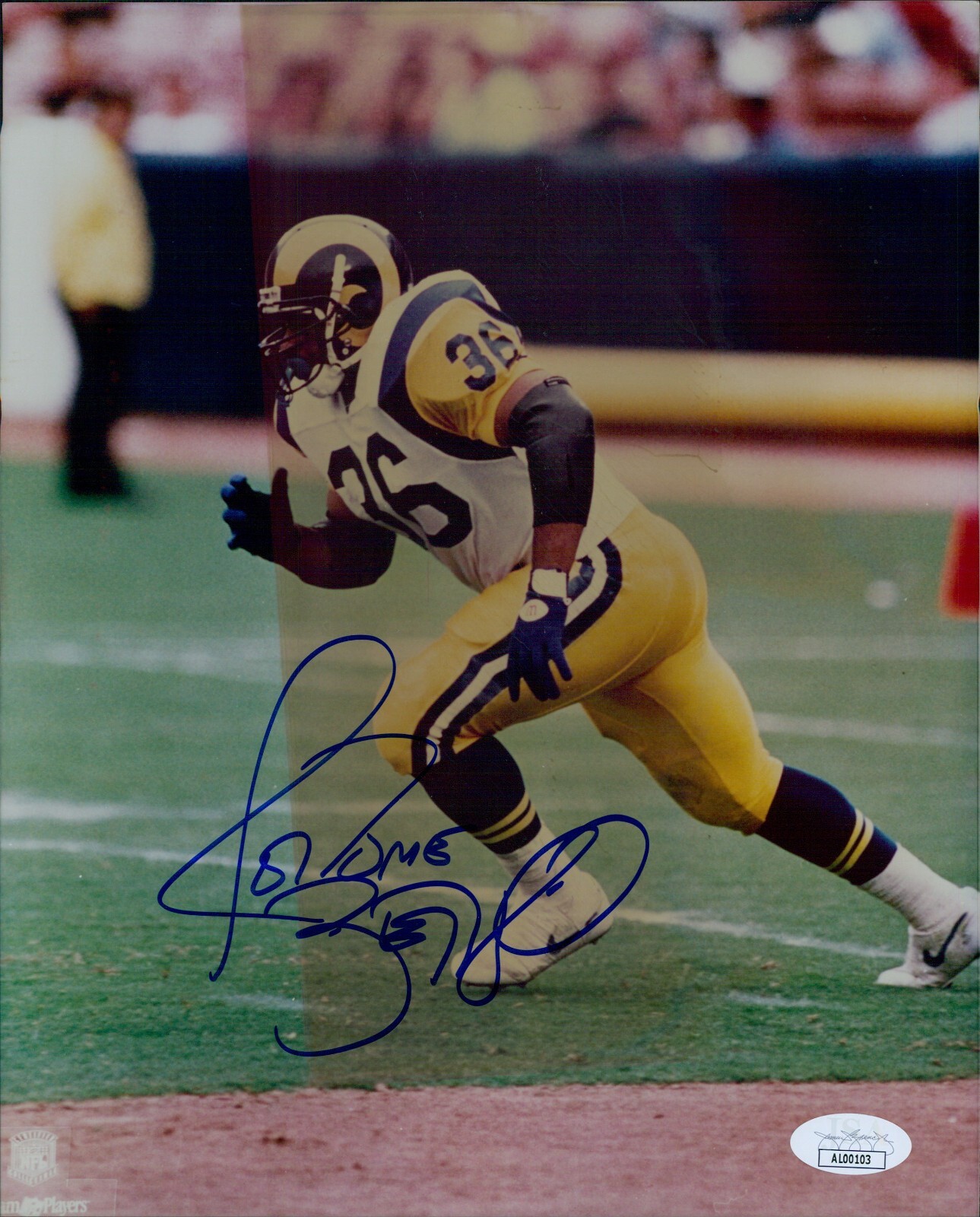 Jerome Bettis Autographed Signed Los Angeles Rams 8X10 Glossy Photo JSA Authenticated Dmg 