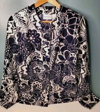 ALFRED DUNNER VINTAGE WOMAN SZ 8 JACKET FLORAL RESPLENDENT SHINY SCALES POCKETS