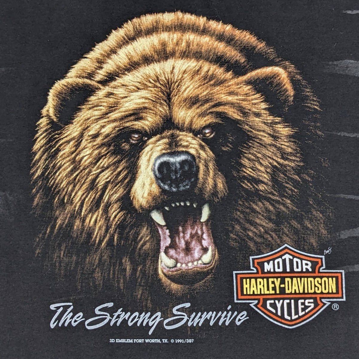 Vtg 1991 Harley Davidson 3D Emblem Tank Top Grizzly Bear Men 