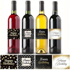 1set 4pcs Coated Paper Adhesive Sticker Wine Bottle Adhesive Label Rectangle