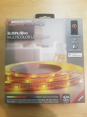 Monster Smart Illumiessence Google Assistant Multicolor LED Light Strip 6.5ft
