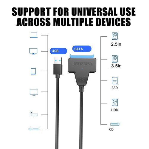 USB 3.0/Type C to SATA 2.5" Hard Drive HDD SSD Adapter Converter Cable 22 Pin σ` - Picture 3 of 19