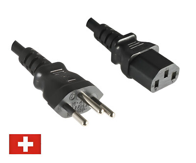 DINIC Stromkabel Netzkabel für die Schweiz auf C13 Kaltgeräte, SEV, 5m
