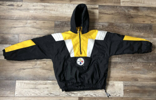 PITTSBURGH STEELERS Starter Hooded Half Zip Pullover Jacket PITTSBURGH STEELERS Starter Hooded Half Zip Pullover Jacket