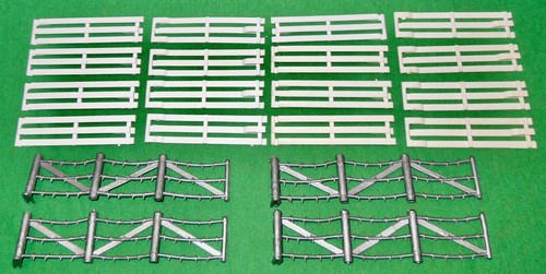 Vintage 1950er Marx Cape Canaveral weiß x16 & Stacheldraht x4 Zaunabschnitte