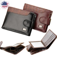 Men's Leather Bifold Wallet ID Credit Card Holder Money Coin Purse With Hasp US