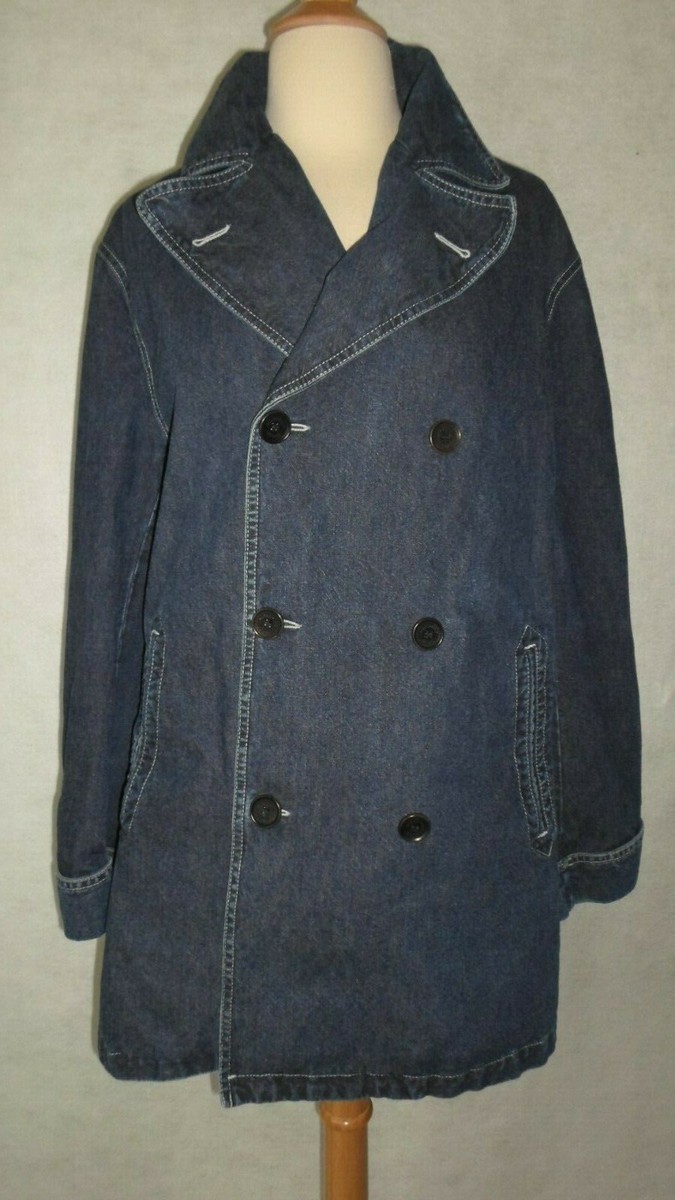 MOSCHINO JEANS Denim Pea Coat Jean Jacket Made in Italy M /L | eBay
