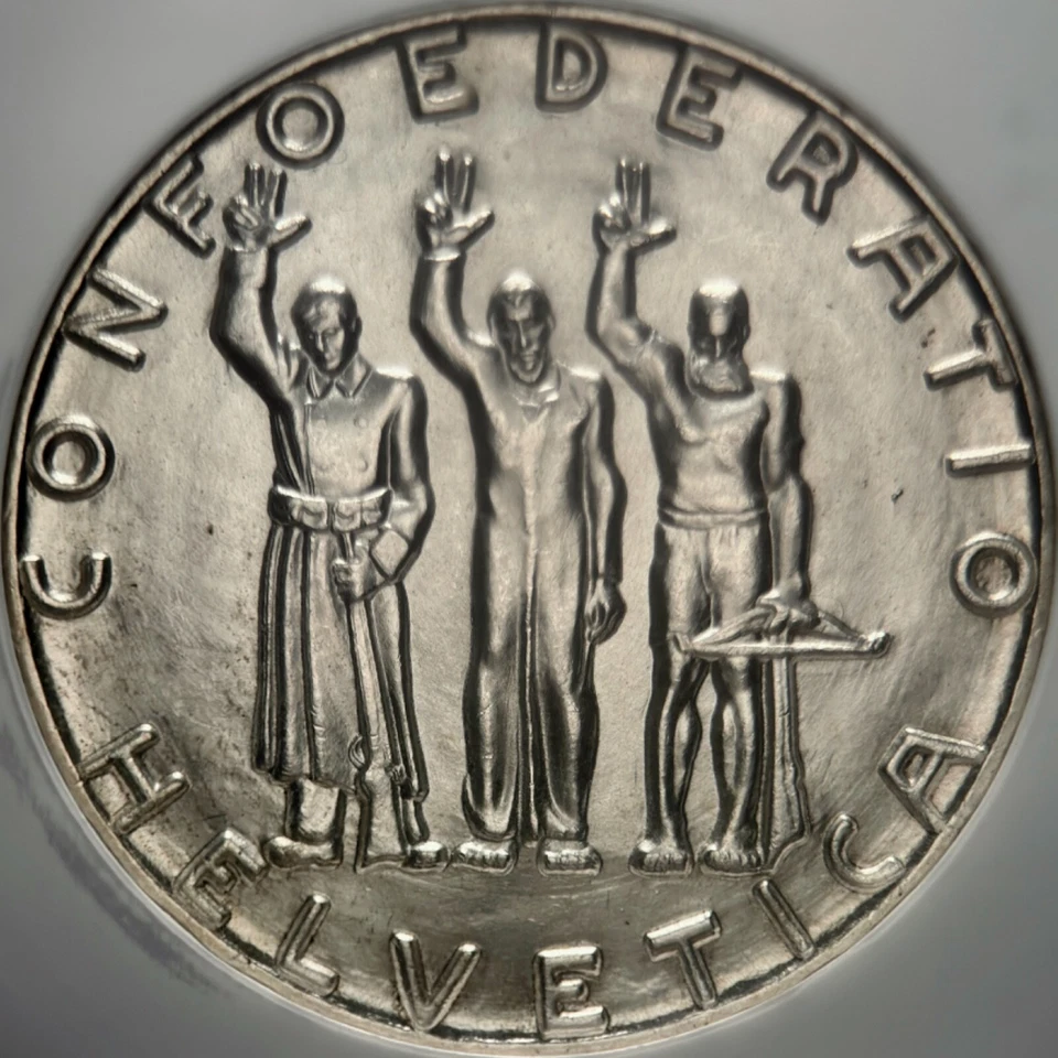 SWITZERLAND. 1941, 5 Francs, Silver - NGC MS67 - Confederation Anniversary b - Image 3 of 4