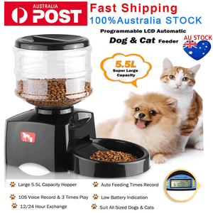 5 5l Digital Lcd Automatic Pet Feeder Dog Cat Food Bowl Timer Auto