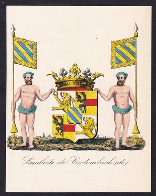 Lamberts de Cortembach Wappen blason coat of arms blason wapen gravure 1845