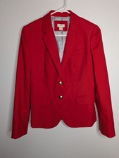 J.Crew Red Wool Blend Schoolboy Blazer Gold Buttons Size 4