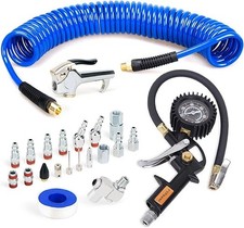22 Pieces Air Compressor Accessories kit, 1/4 inch x 25 ft Recoil Poly Air