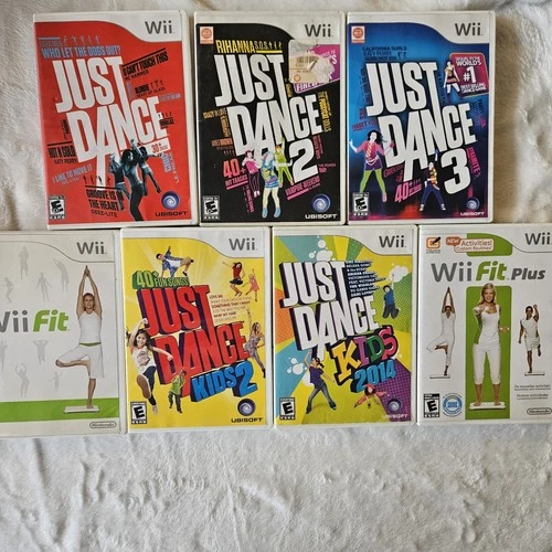 Wii LOT of 7 Just Dance 1 2 3 Kids 2 2014 Fit Nintendo Game CIB Manual Tested
