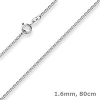 1,6Mm Panzerkette Silberkette Collier Halskette Aus 925 Silber Rhodiniert 80Cm
