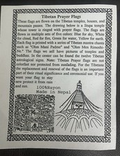 Tibetan Prayer Flags Banner Horizontal 5 Colors each 14&rdquo; X 12&rdquo; New Nepal Rayon