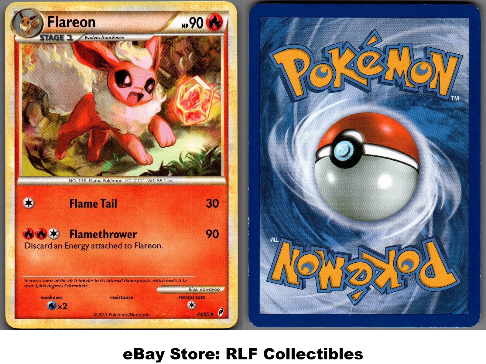 2011 Pokemon, Call of Legends, #44/95 Flareon, Uncommon
