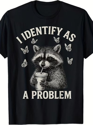 #ad Funny Raccoon quot;I Identify As A Problemquot; T Shirt Sarcastic Trash Panda Tee $9.99