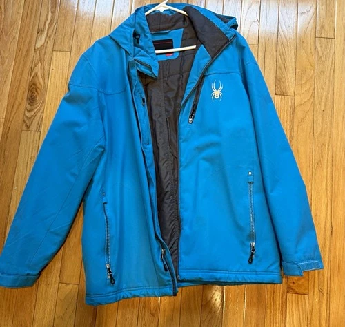 Spyder Men's Blue Softshell Full Zip Jacket Stand-Up Collar Logo, XL - product listing photo