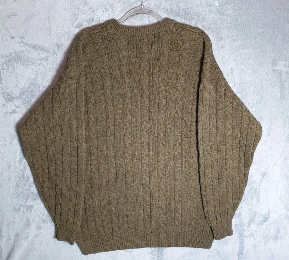 Johnstons Of Elgin Scotland XL Lambswool Cable Knit Jumper Brownish Green - Image 3 of 4