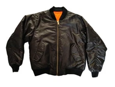 Rothco Bomber Mens MA 1 Medium Black Flight Jacket Military Style Gen Used