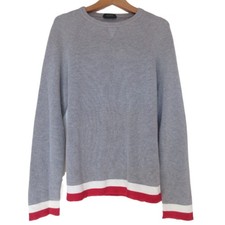ZANONE Long Sleeve Crew Neck Knit Sweater Size 46 Gray White Red Women USED