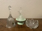 Vintage Fenton Glass Lot *Owl Ring Tree, Faberge Bell & Lotus Nut Dish* MINT