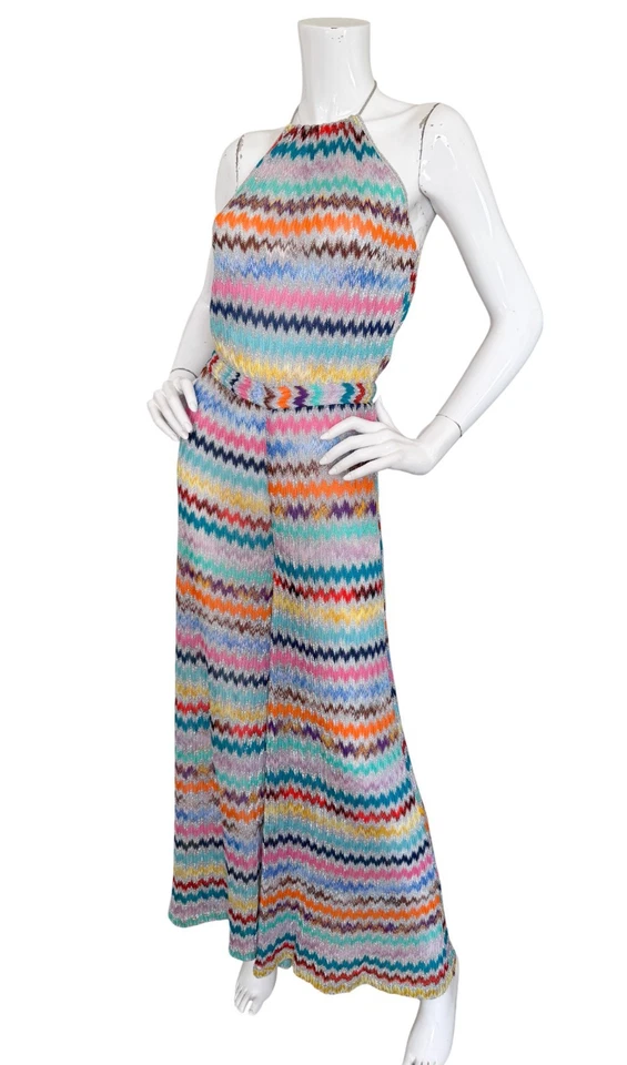 Missoni Mare 连身裤 ZigZag 针织彩虹银色吊带宽腿 40 码 S 码 — 第 2/4 张图片