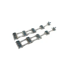 Rena Cachini, Earring, Kingman Turquoise, Sterling Silver, Zuni, 4 1/2"