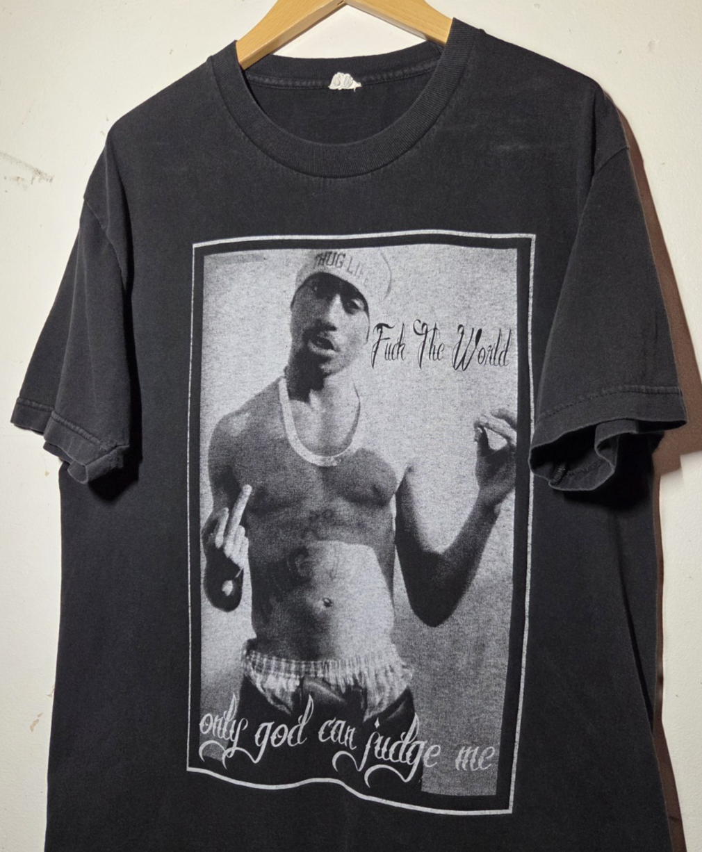 FILA T shirt rap vintage 2pac anni 90 Y2K USA Tupac musica Death Row Records logo taglia grande