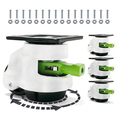 Adjustable 4-Pack Heavy Duty Leveling Casters with 360° Swivel & Ratchet Handle