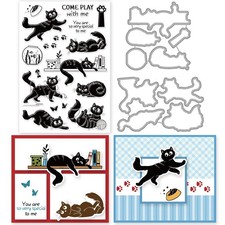 Cat Stamps and Dies for Card Making Cat Clear Stamp and Die Set Metal Cutting...