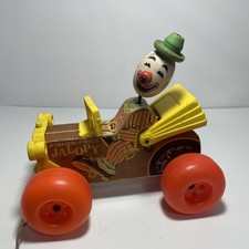 1965 Fisher Price Jalopy Clown in Car Pull Toy Vintage #724 Made In USA